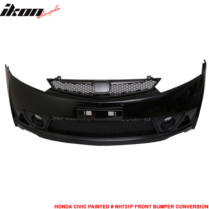 2006-2011 Honda Civic Mug Style Paint Crystal Black Pearl Front Bumper