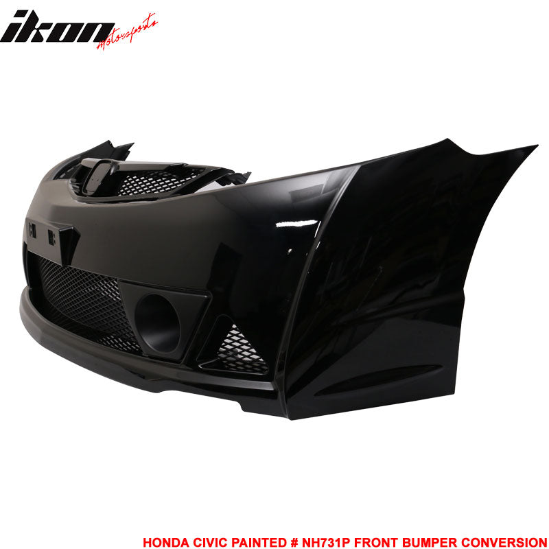 2006-2011 Honda Civic Mug Style Paint Crystal Black Pearl Front Bumper
