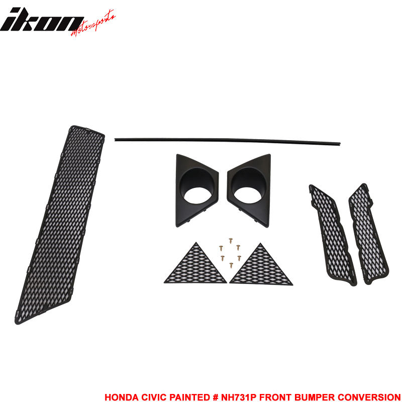 2006-2011 Honda Civic Mug Style Paint Crystal Black Pearl Front Bumper