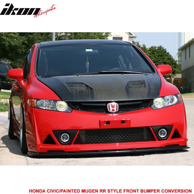 2006-2011 Honda Civic Mugen RR Style Paint Milano Red PP Front Bumper