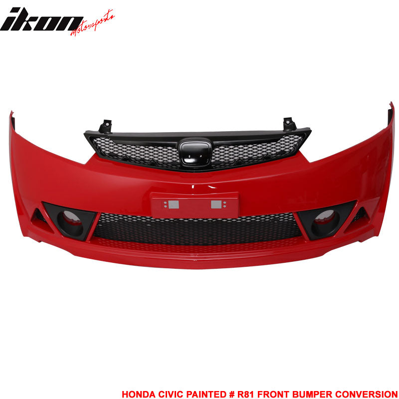2006-2011 Honda Civic Mugen RR Style Paint Milano Red PP Front Bumper