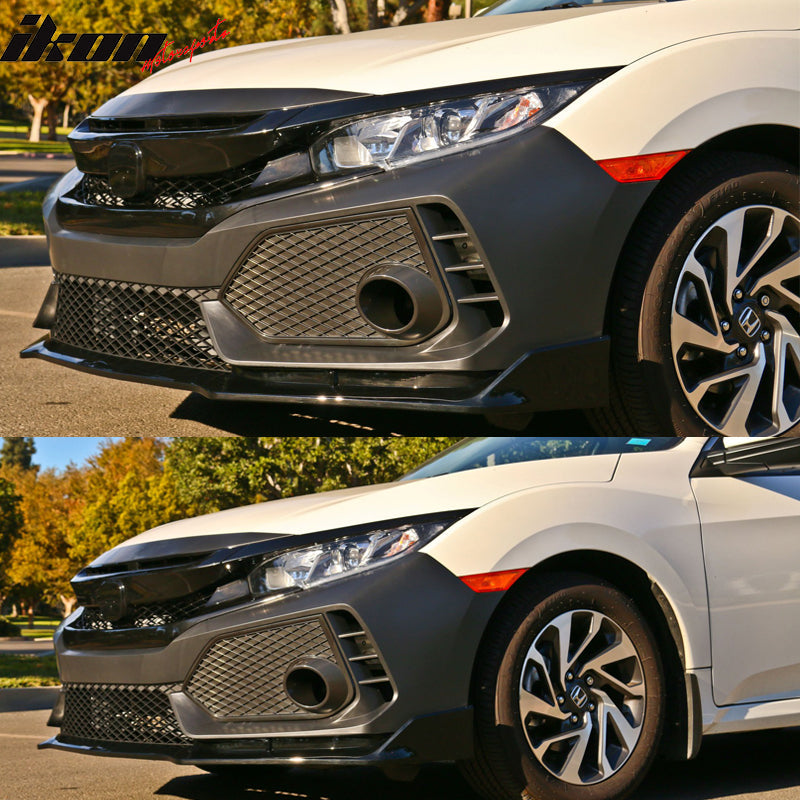 2016-2021 Honda Civic Type-R Front Bumper + Grille + Lip Gloss Black