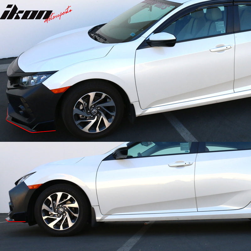 2016-2021 Honda Civic Type-R Style Front Bumper & Lip Gloss Black Red