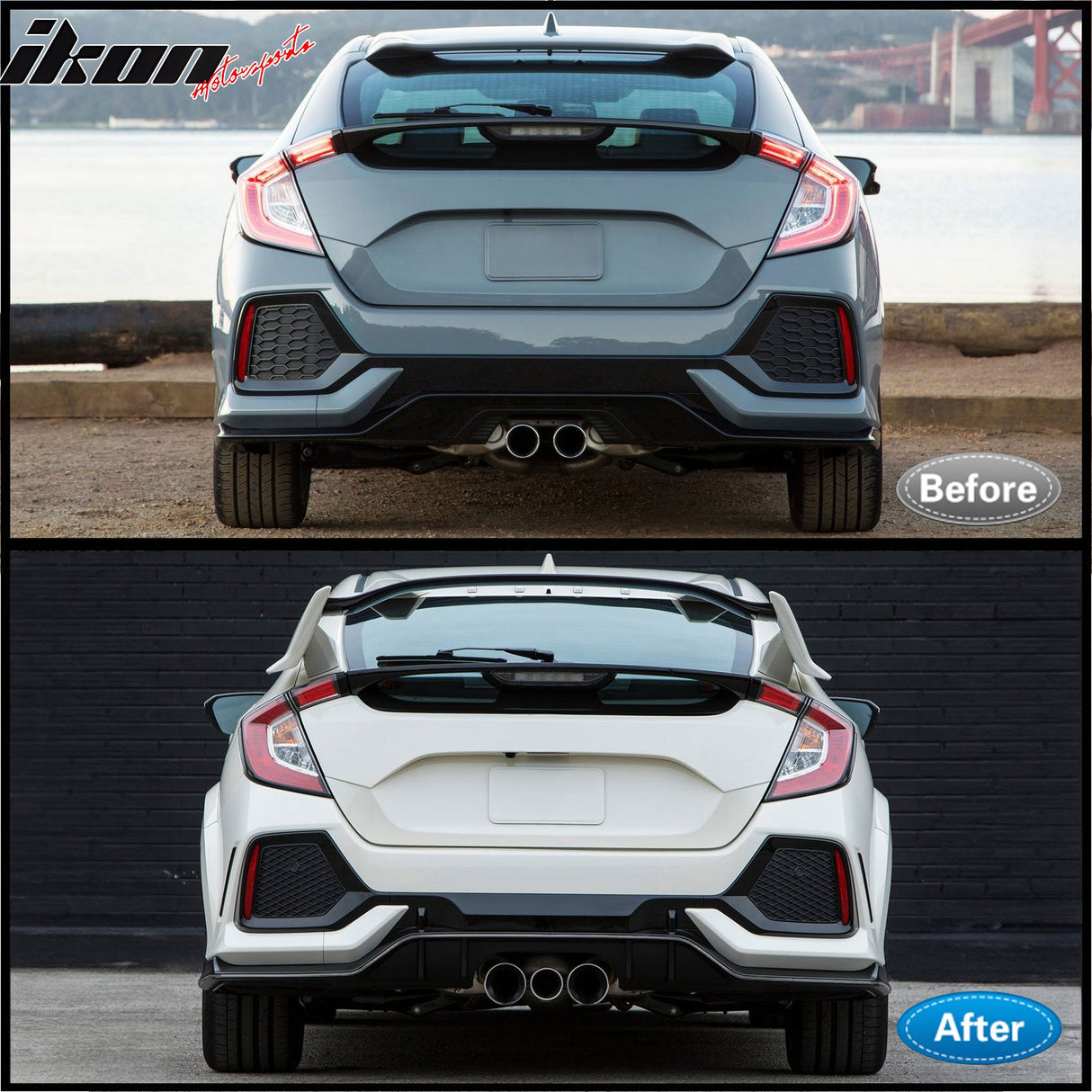 2017-2021 Honda Civic HB TypeR Style Primer Front Bumper Conversion PP