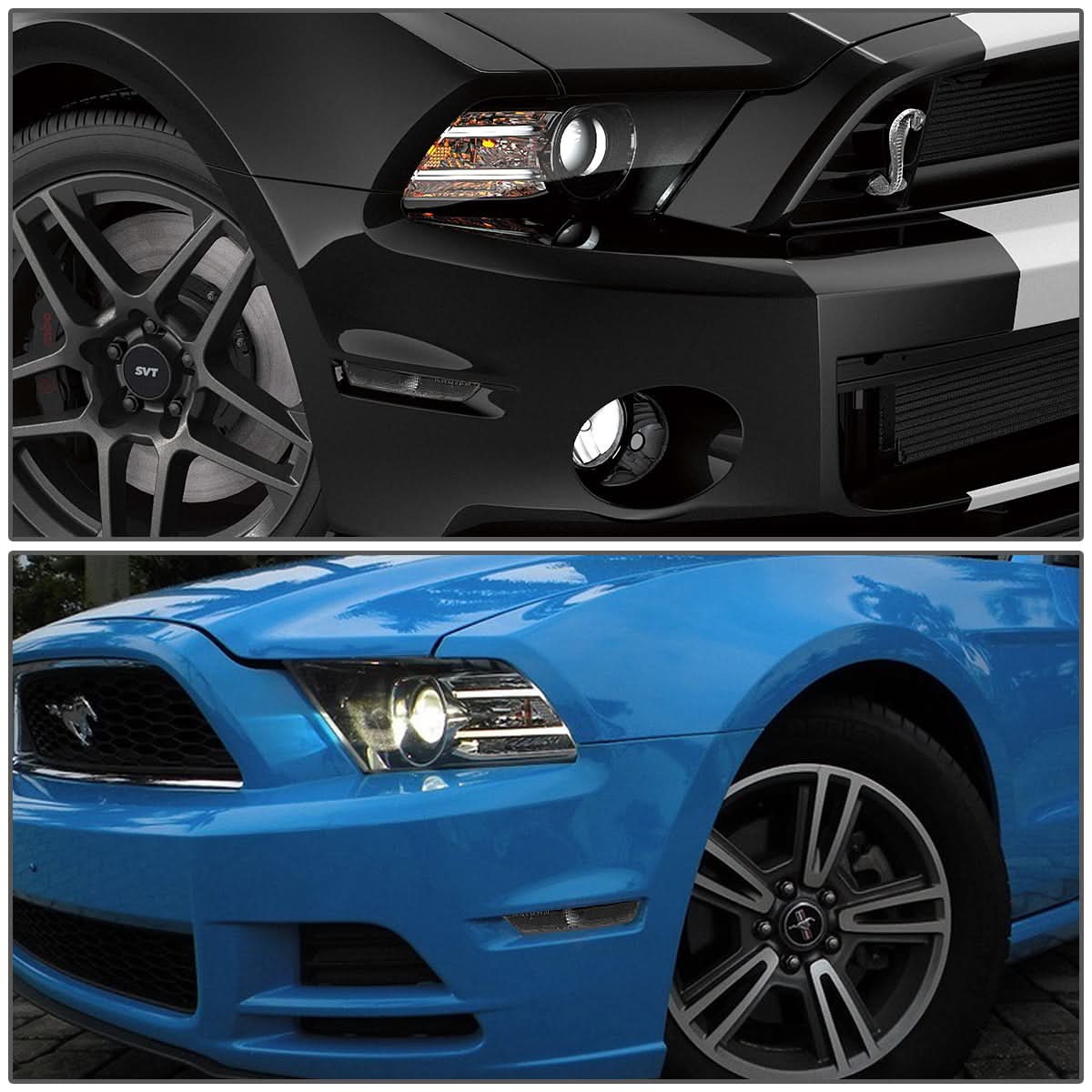 2010-2014 Ford Mustang Black Bumper Lights