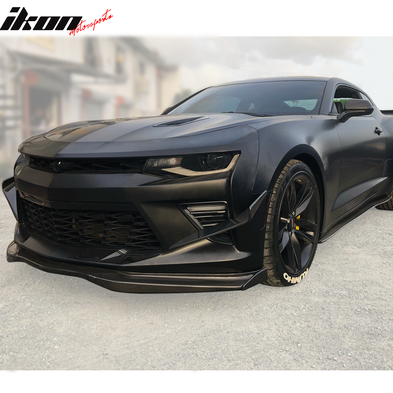 2016-2018 Chevy Camaro SS Textured Black Front Bumper Canards 2PC