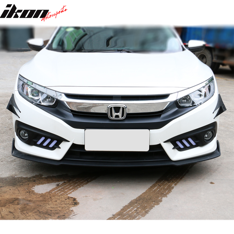 Universal Fit 4PCS V2 Front Bumper Lip Canard Splitter Carbon Fiber