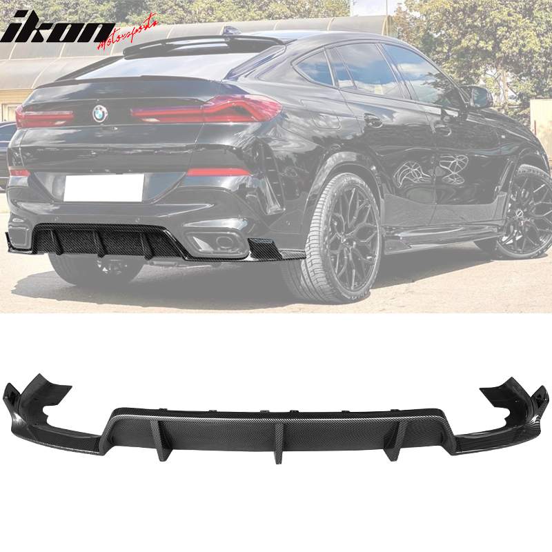 2020-2023 Bmw G06 X6 Ikon Style Gloss Black Rear Bumper Diffuser-pp