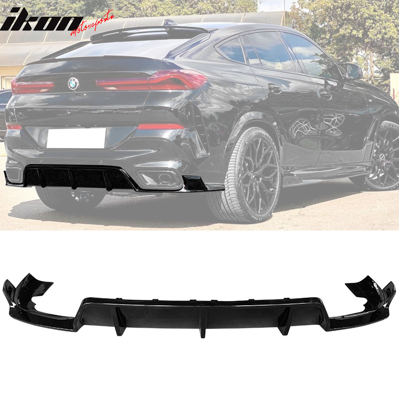 2020-2023 Bmw G06 X6 Ikon Style Gloss Black Rear Bumper Diffuser-pp
