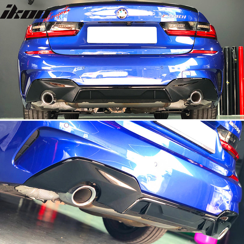 2019-2022 BMW G20 3-Serie 330i Gloss Black Rear Bumper Lip Diffuser PP