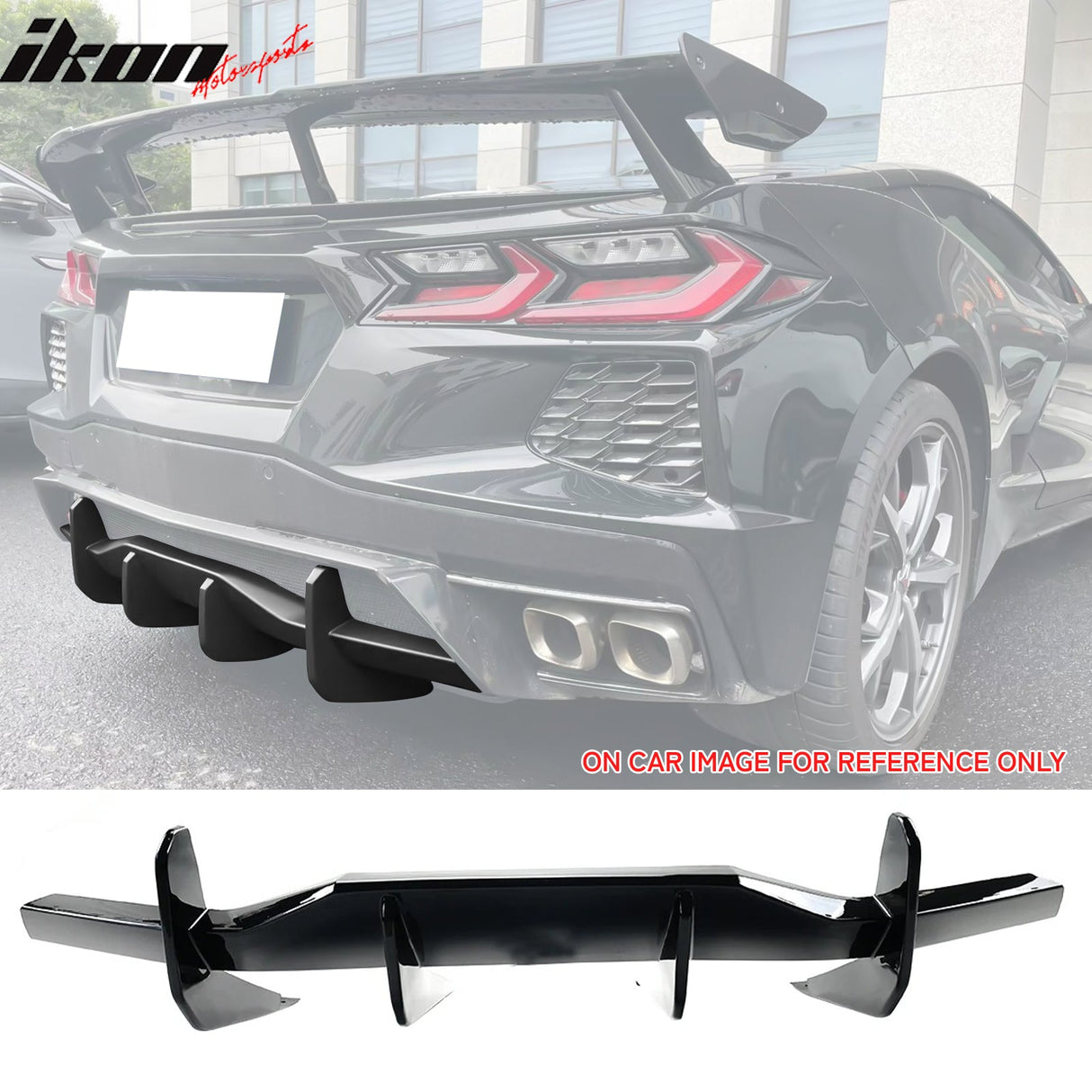 2020-2025 Chevy Corvette C8 Gloss Black Rear Bumper Diffuser ABS