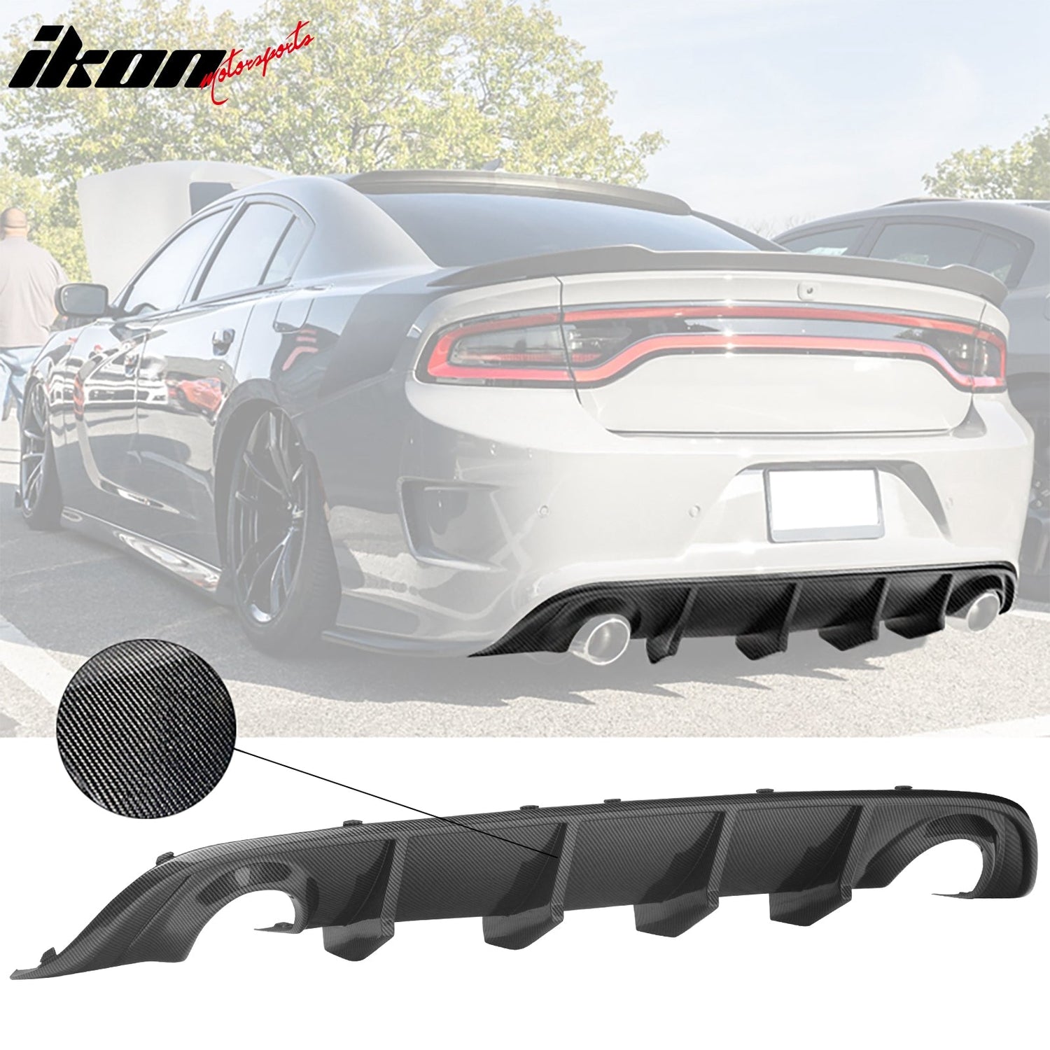 2015-2024 Dodge Charger SRT V2 Rear Diffuser with Reflective Tape PP