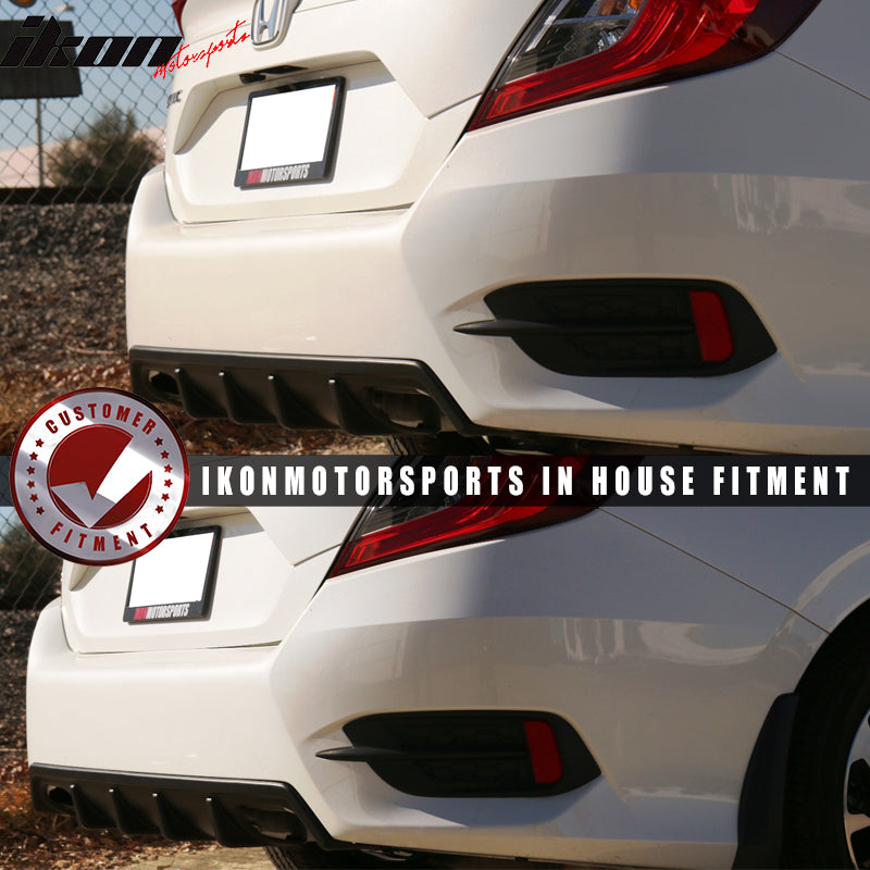 2016-2020 Honda Civic Sedan Unpainted Black Rear Bumper Diffuser PP