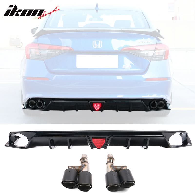 2022-2023 Honda Civic Sedan 4-Door Rear Bumper Diffuser Lip 3PC PP
