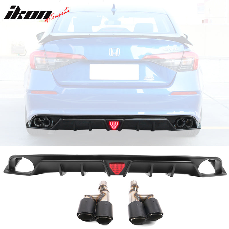 2022-2023 Honda Civic Sedan 4-Door Rear Bumper Diffuser Lip 3PC PP