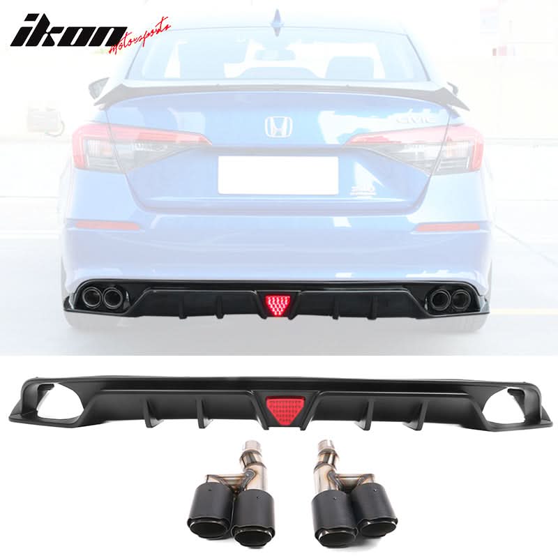 2022-2023 Honda Civic Sedan 4-Door Rear Bumper Diffuser Lip 3PC PP