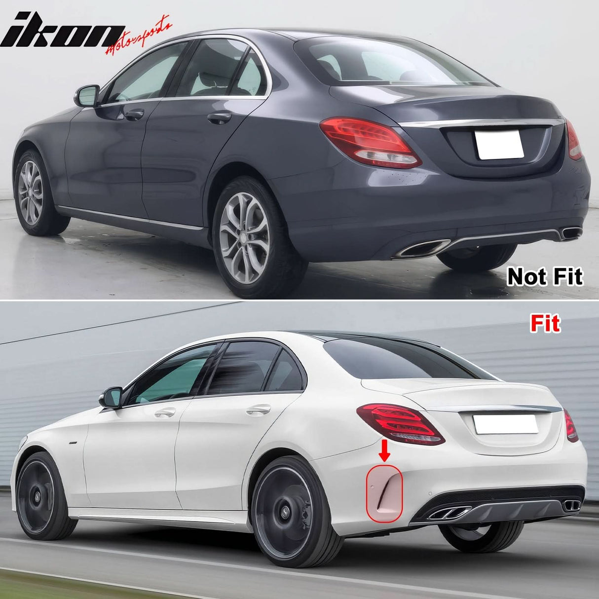2015-2021 Benz C W205C63 C63S AMG B Style Rear Diffuser + Exhaust Tips