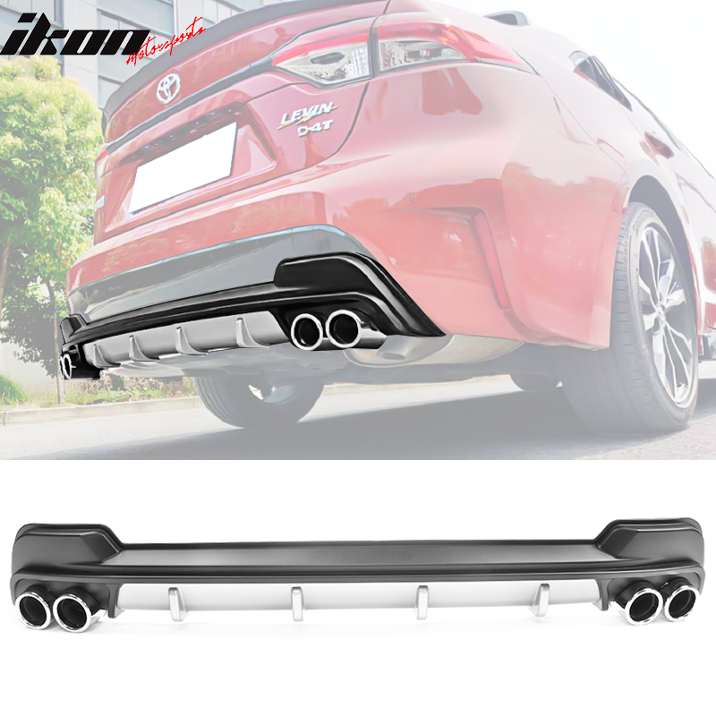 2020-2022 Toyota Corolla L LE XLE Rear Diffuser Silver Lower Trim Tips