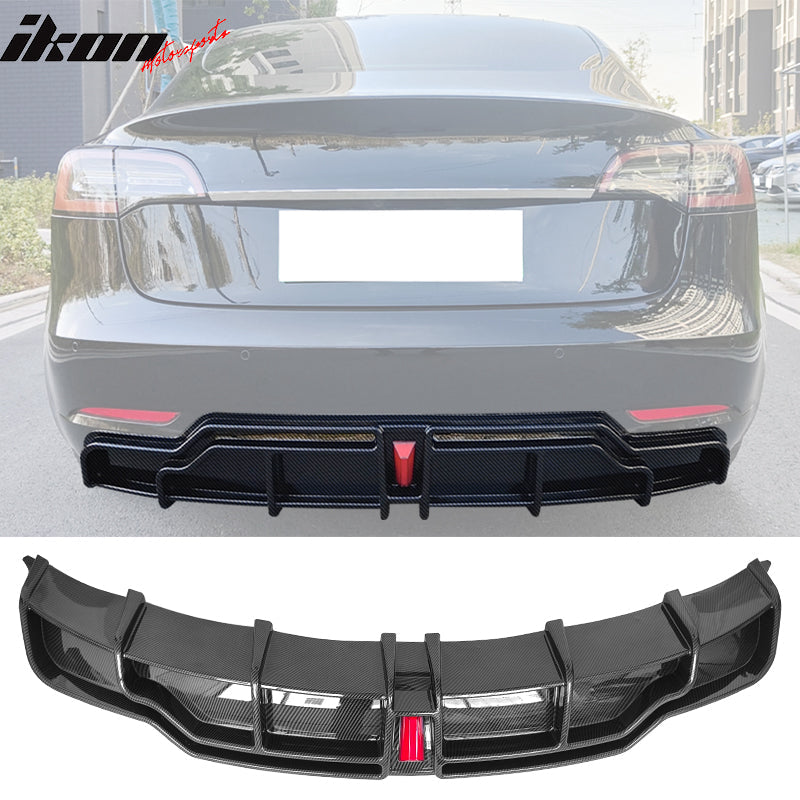 2017-2024 Tesla Model 3 IKON Style Rear Diffuser W/ LED PP