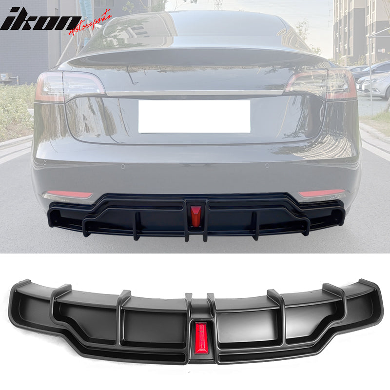 2017-2024 Tesla Model 3 IKON Style Rear Diffuser W/ LED PP
