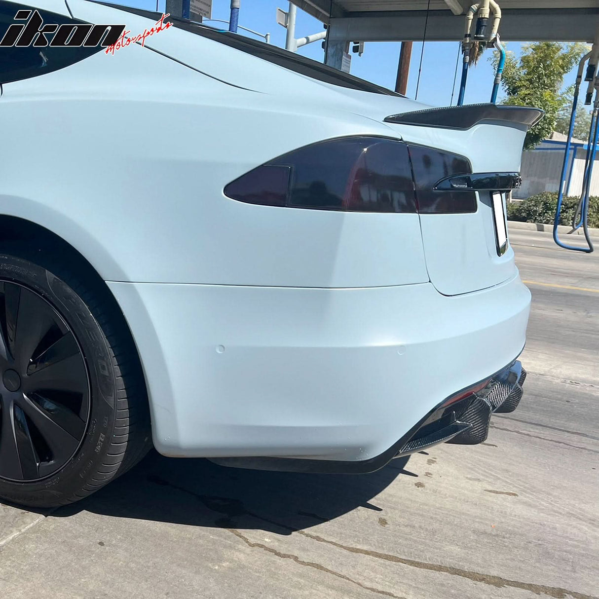 2021-2024 Tesla Model S Gloss Black V Rear Bumper Lip Carbon Fiber