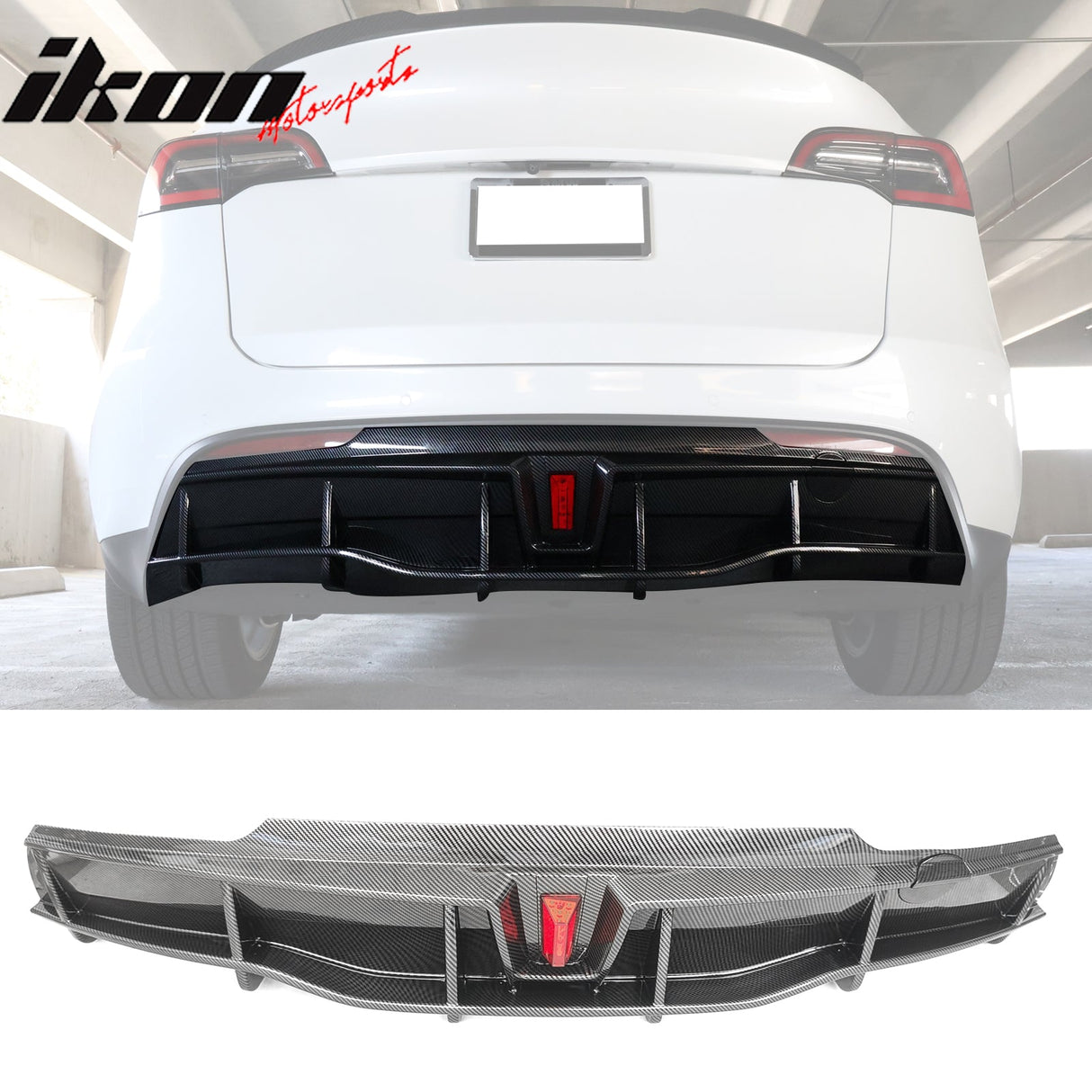 2020-2024 Tesla Model Y Rear Diffuser IKON Style W/ LED PP