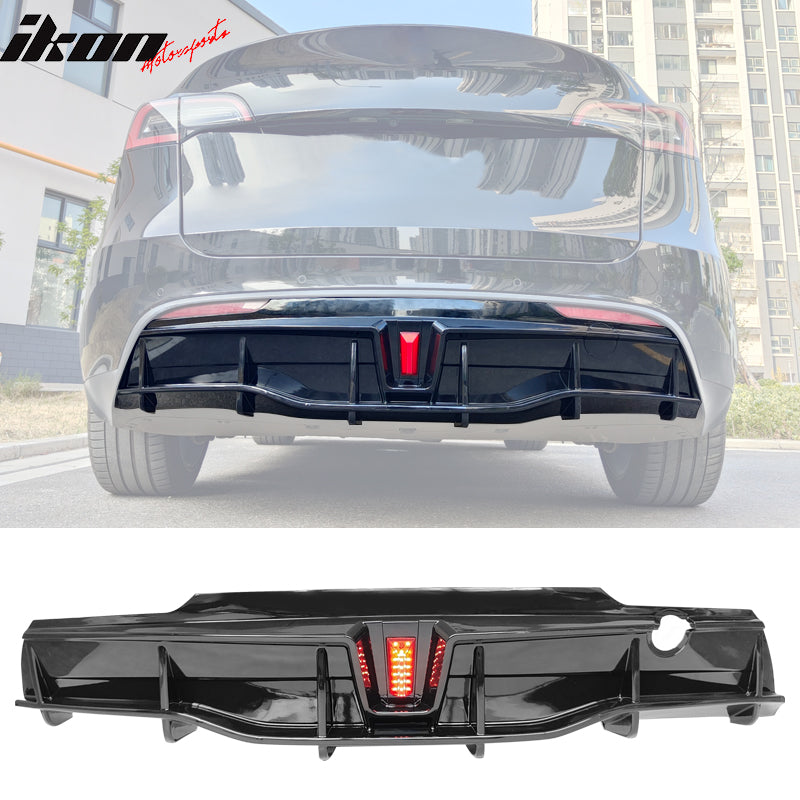2020-2024 Tesla Model Y Rear Diffuser IKON Style W/ LED PP