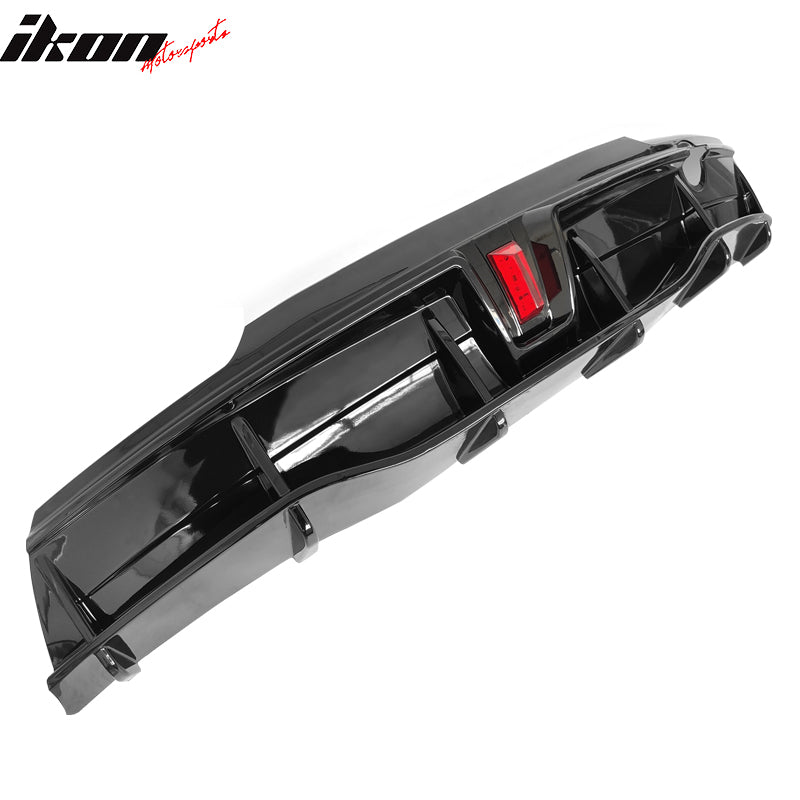 2020-2024 Tesla Model Y Rear Diffuser IKON Style W/ LED PP