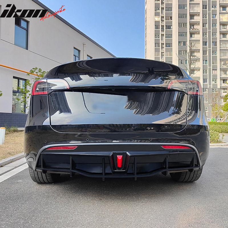 2020-2024 Tesla Model Y Rear Diffuser IKON Style W/ LED PP