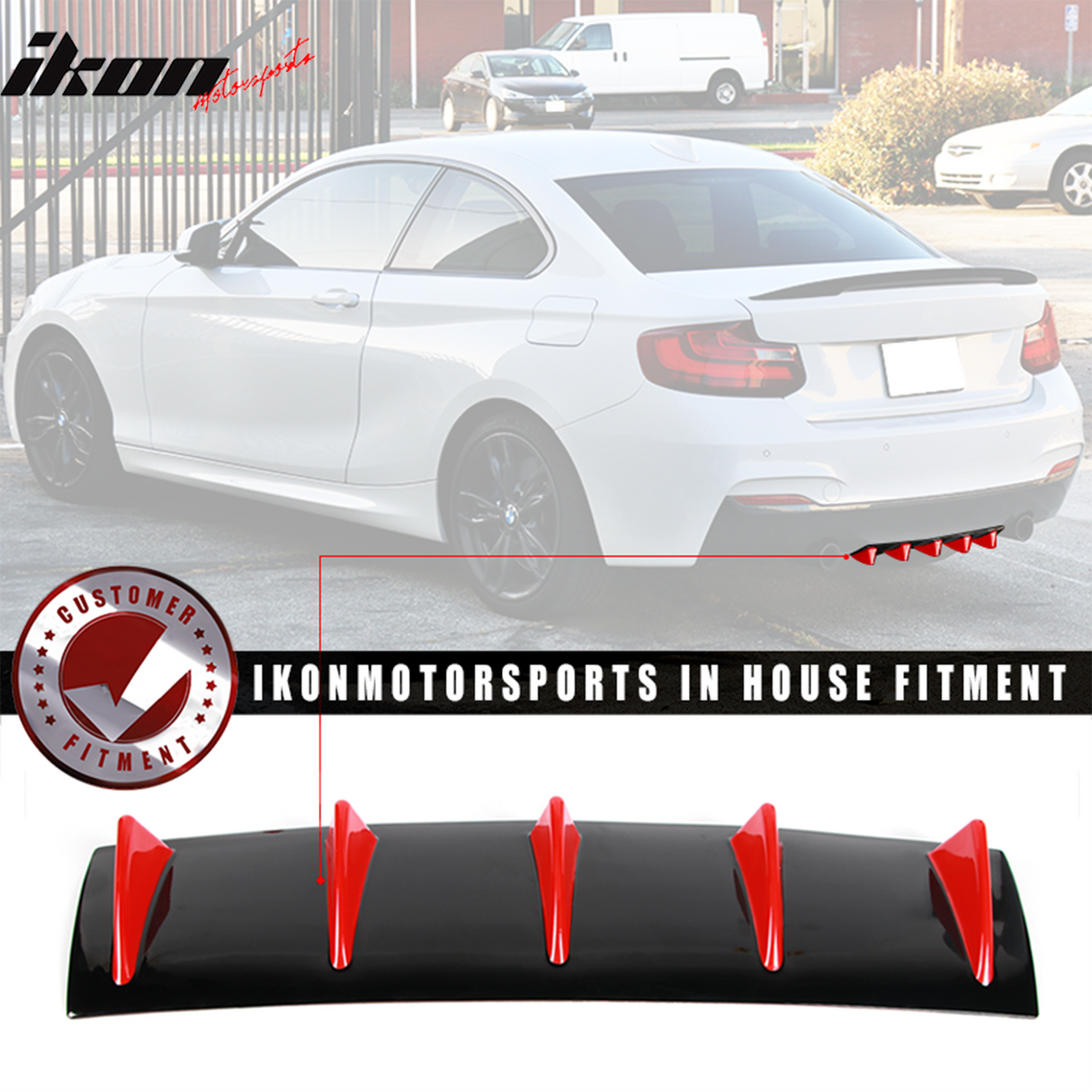 23" x 6" Universal Rear Bumper Diffuser Lip 5 Shark Fins Under