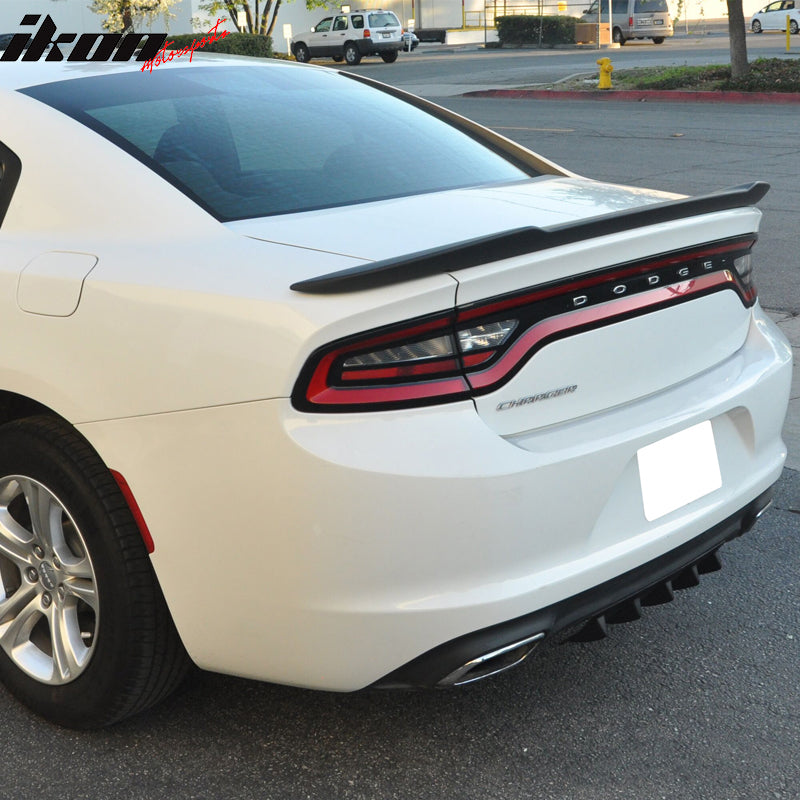 2015-2024 Dodge Charger 5 Fins Gloss Black Rear Bumper Diffuser ABS
