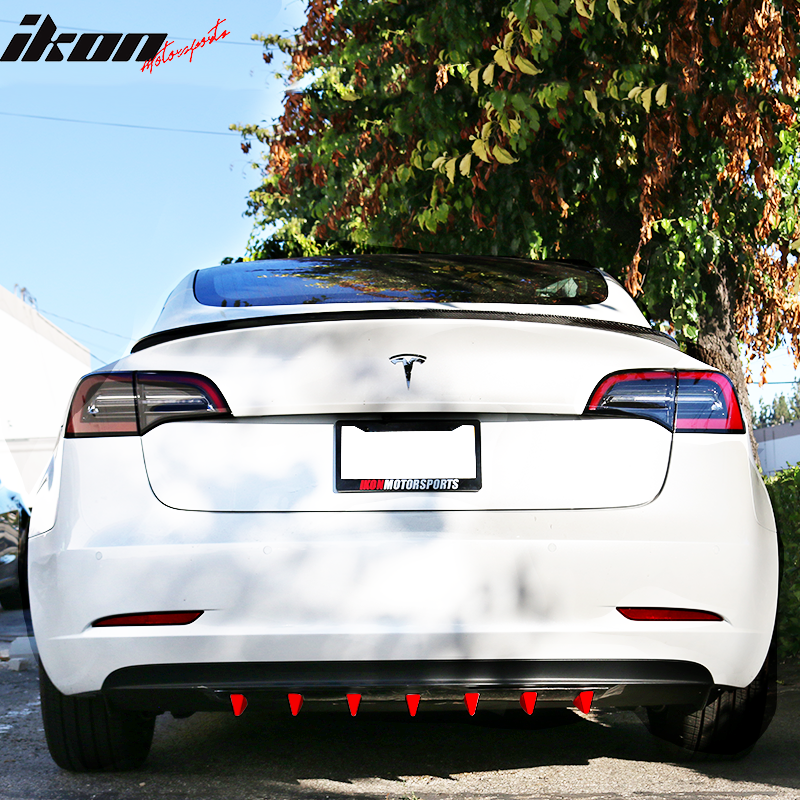 33" x 6" Universal Rear Bumper Diffuser Lip 7 Shark Fins Under