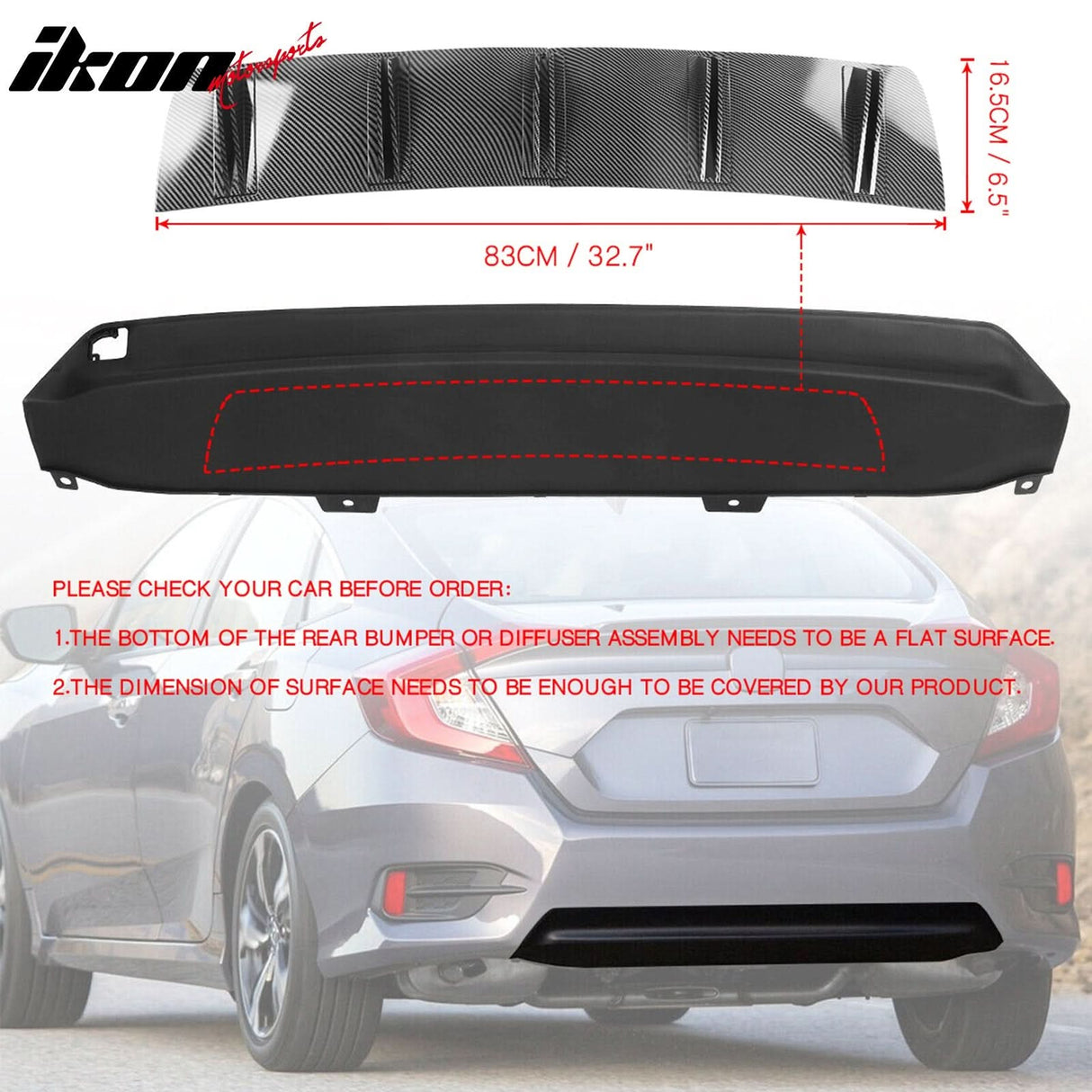 Universal Rear Bumper Diffuser Shark Fin 2PCS Design 33 PP
