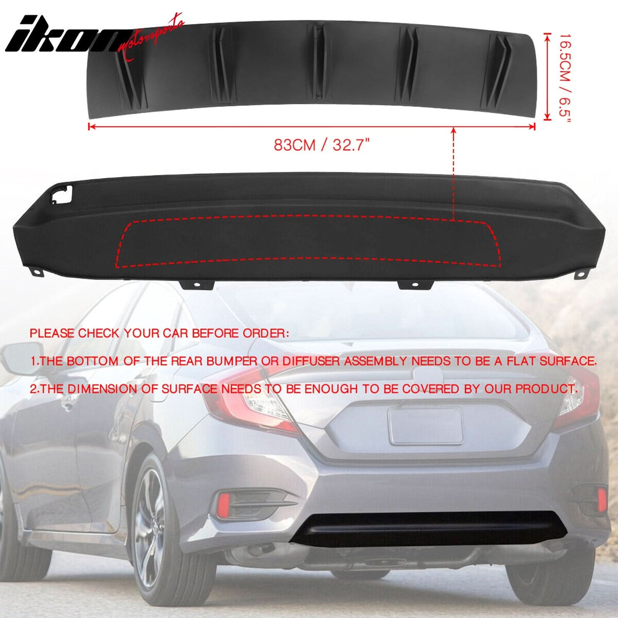 Universal Rear Bumper Diffuser Shark Fin 2PCS Design 33 PP