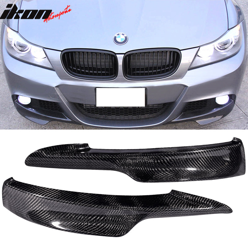 2009-2011 BMW E90 328i 335i MT Carbon Fiber Front Bumper Lip CF 2Pcs