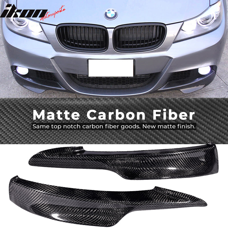 2009-2011 BMW E90 328i 335i MT Carbon Fiber Front Bumper Lip CF 2Pcs