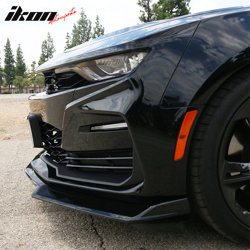 2019-2024 Chevy Camaro SS Style Black Front Bumper Guard Gloss Lip ABS