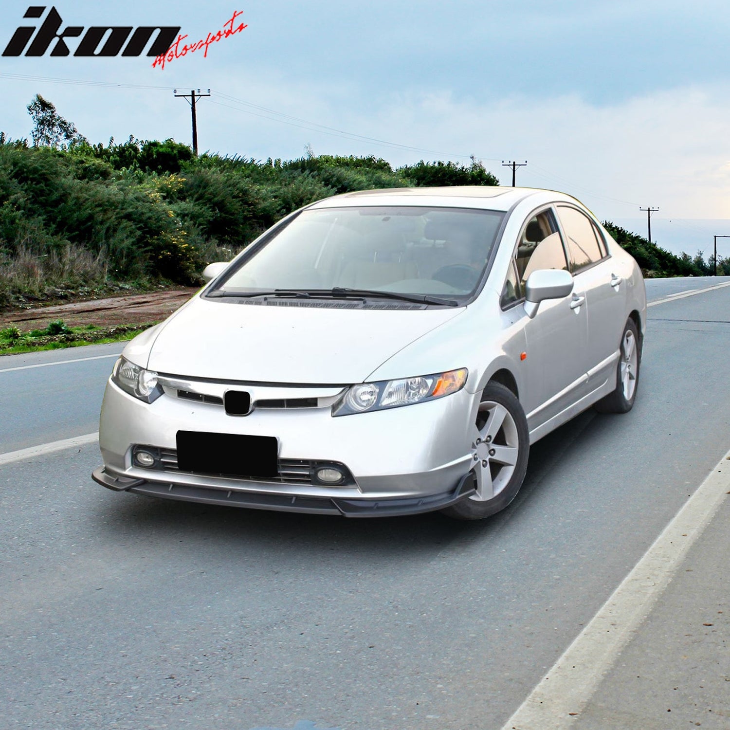 2006-2008 Honda Civic Sedan 4DR IKON Matte Black Front Lip Splitter PP