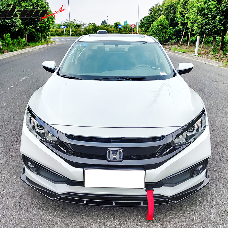 2019-2021 Honda Civic IKON V3 Style Front Bumper Lip Chin Spoiler 2PC