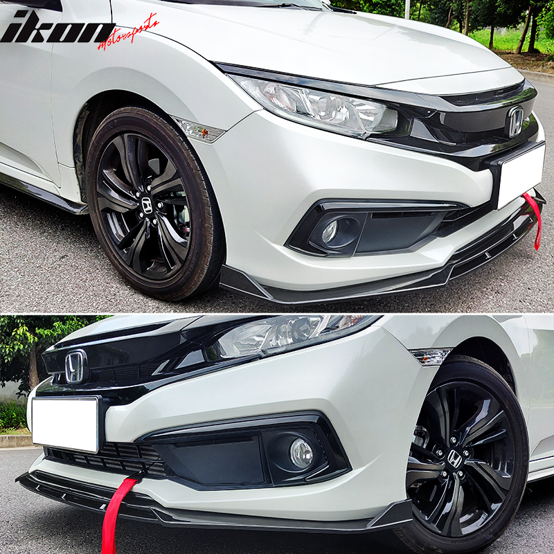 2019-2021 Honda Civic IKON V3 Style Front Bumper Lip Chin Spoiler 2PC