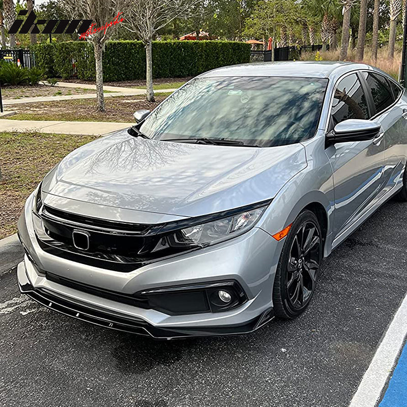 2019-2021 Honda Civic IKON V3 Style Front Bumper Lip Chin Spoiler 2PC