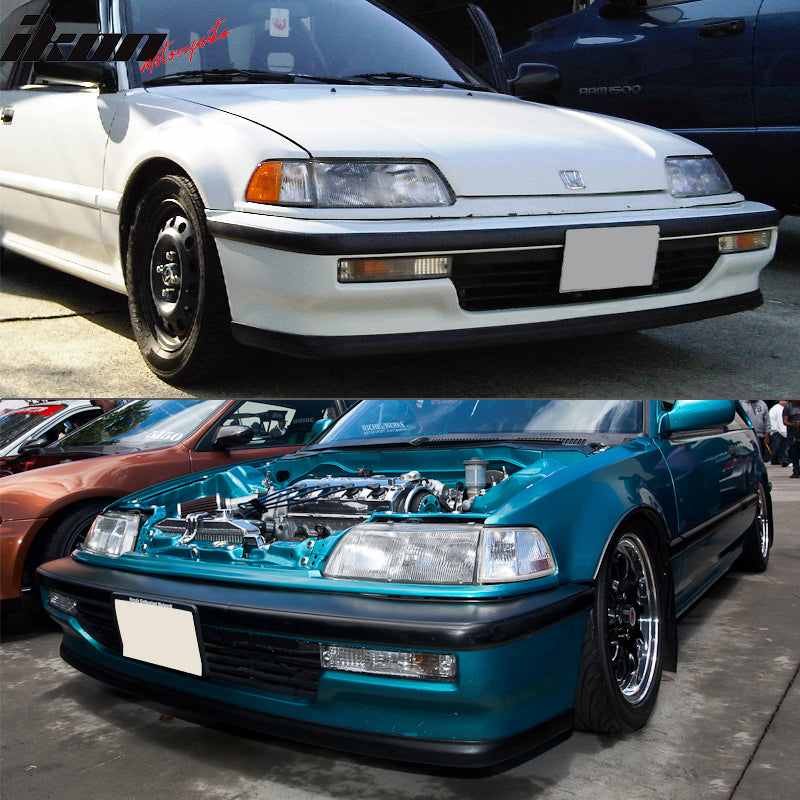 1990-1991 Honda Civic OEM Style Unpainted Black Front Bumper Lip PU