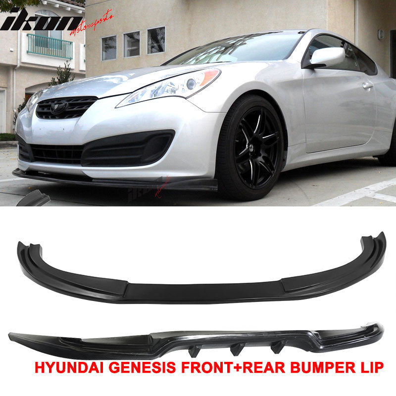 Fits 10-12 Hyundai Genesis Coupe Sport Front + Rear Bumper Lip PU