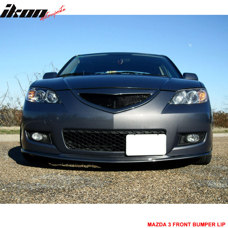 2007-2009 Mazda 3 Type-K Black Front Bumper Lip Splitter PU Sedan