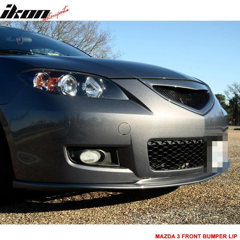 2007-2009 Mazda 3 Type-K Black Front Bumper Lip Splitter PU Sedan