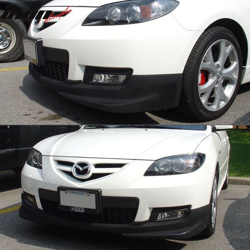 2007-2009 Mazda 3 N1 Style Unpainted Black Front Bumper Lip PU