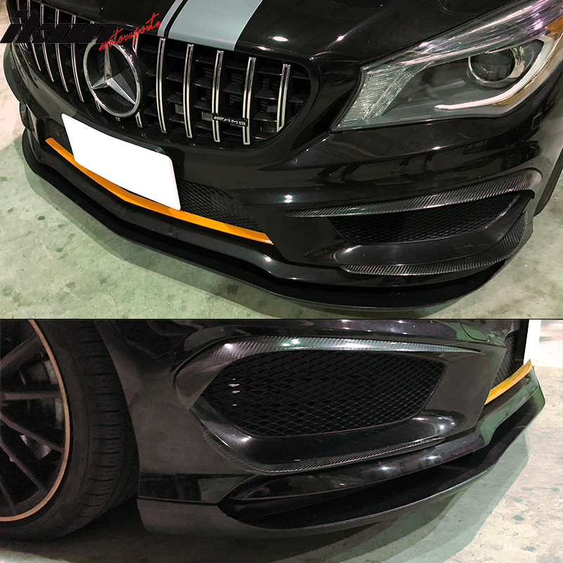 2014-2016 Benz C117 CLA Class Revo Style Gloss Black Front Bumper Lip