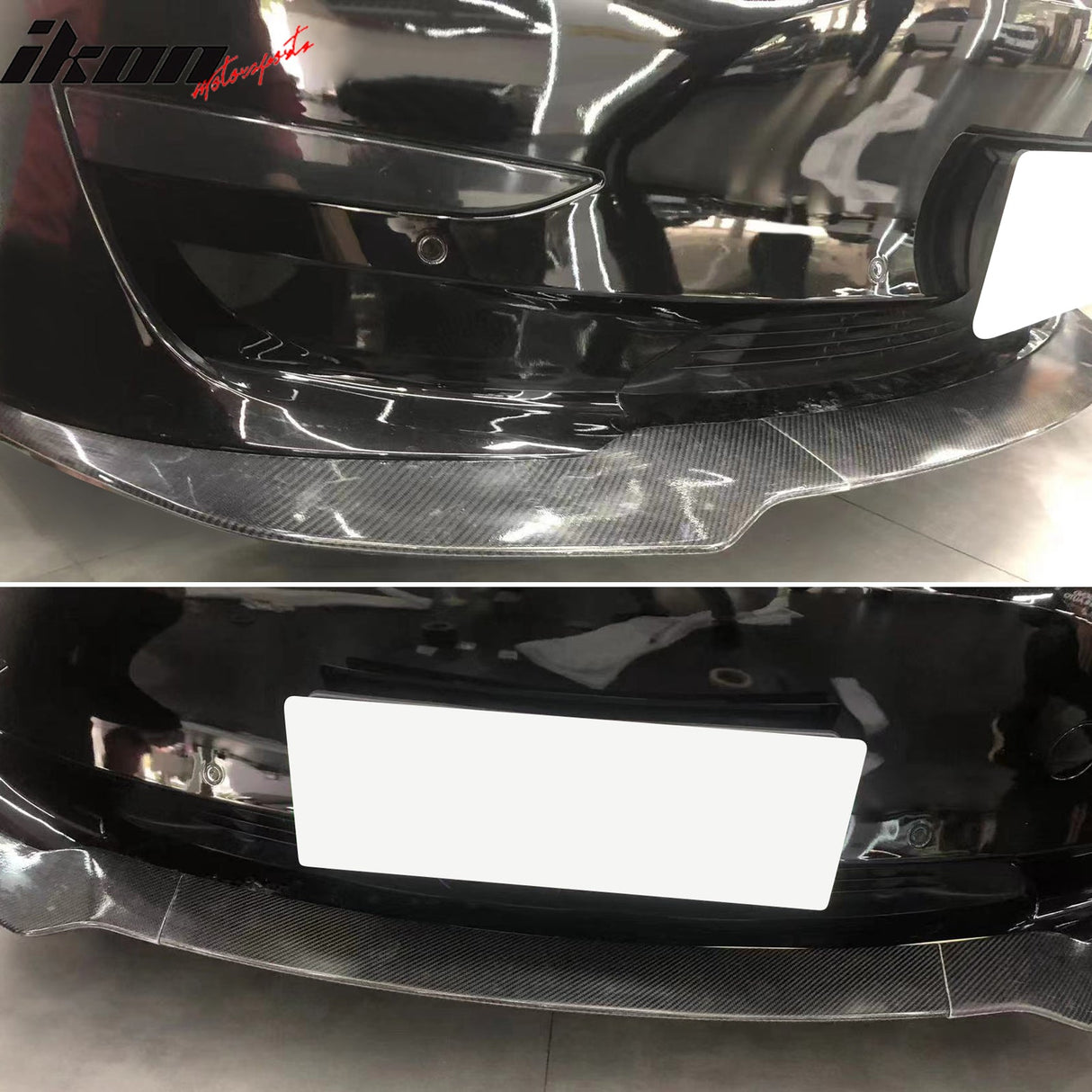 2017-2023 Tesla Model 3 Track Pack Gloss Black Front Lip Carbon Fiber