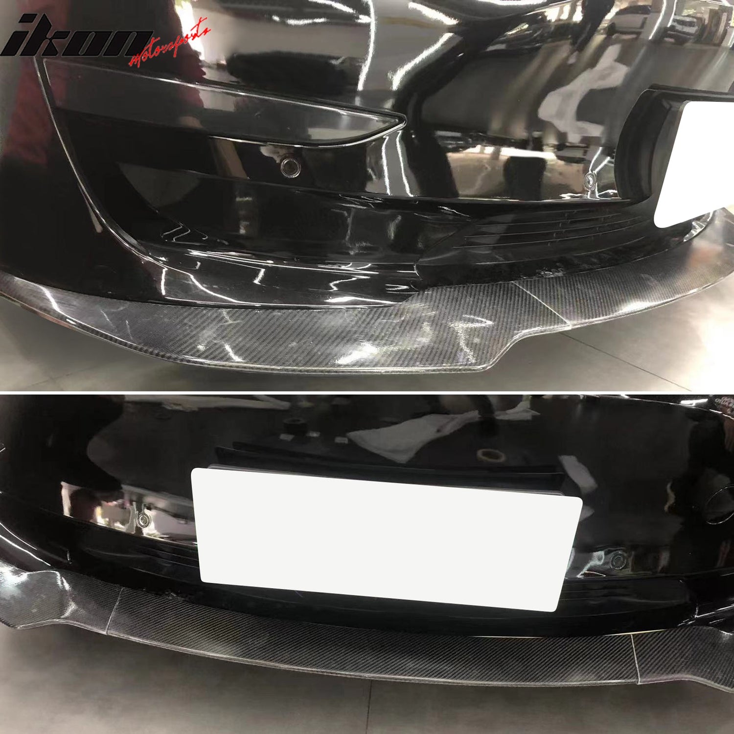 2017-2023 Tesla Model 3 Track Pack Gloss Black Front Lip Carbon Fiber
