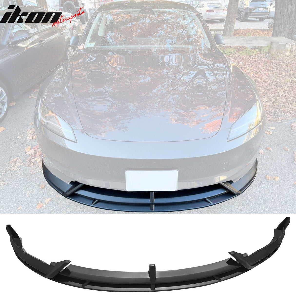 2024-2025 Tesla Model 3 IKON2 Style Front Bumper Lip Matte Black PP